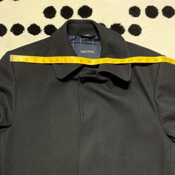 Nautica Overcoat Slater Mens 42R Black Wool Cashmere Trench Coat Jacket - Picture 13 of 16